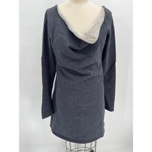 NWT Texture Clothing Dreamy Dress Sz M Navy Blue Long Sleeve Cowl Neck Hemp